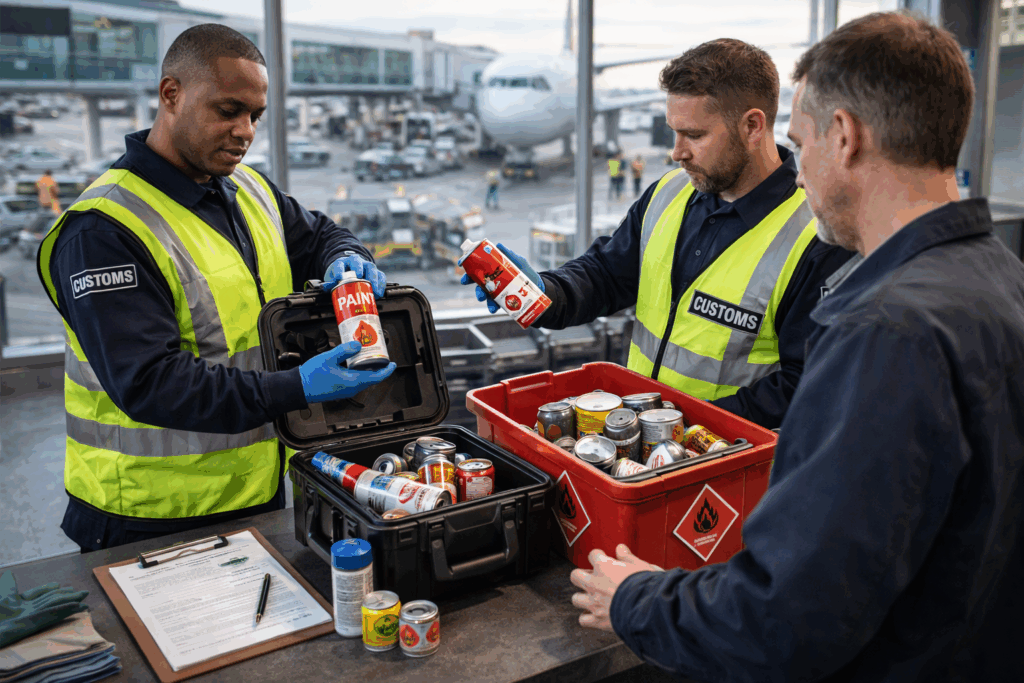 Customs confiscating flammable items